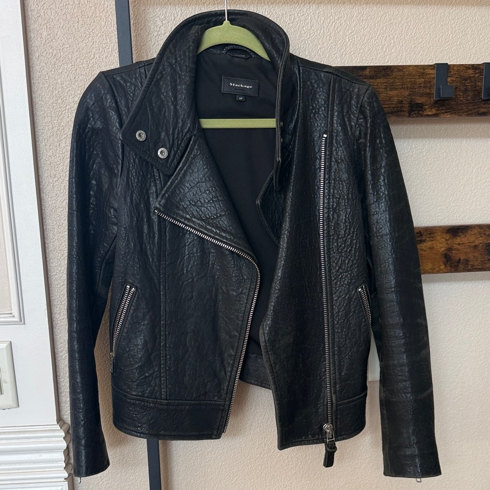 Mackage Black 100% lambskin Textured Leather Jacket